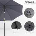 Outsunny 2.7M Garden Parasol Umbrella with Glass Fibre Ribs and Aluminium Frame, Tilting Sun Shade Shelter Canopy, Charcoal Grey - 6