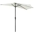Outsunny 2.7m Garden Half Parasol, Outdoor Balcony Umbrella with 5 Steel Ribs, Patio Sun Shade, Cream White - 1