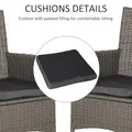 Outsunny 2 Pieces Outdoor PE Rattan Dining Chairs Set with Cushion, Garden Armchair with Armrests, High Backrest, Metal Frame Patio Wicker Furniture, Grey - 6