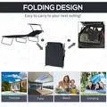 Outsunny 2 Pieces Outdoor Foldable Sun Lounger, 4 Level Adjustable Backrest Reclining Sun Lounger Chair with Angle Adjust Sun Shade Awning for Beach, Garden, Patio, Black - 5