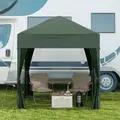 Outsunny 2 x 2 m Garden Pop Up Gazebo, Wedding Party Tent Marquee, Water Resistant Awning Canopy with Sidewalls, Windows, Carry Bag, Green - 9