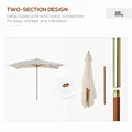 Outsunny 2 x 3m Wooden Garden Parasol Umbrella Outdoor Sun Shade Canopy, Cream White - 4