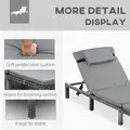 Outsunny 2 Pieces Outdoor PE Rattan Sun Loungers set of 2 with Cushion, Garden Wicker Sunbed Furniture with 5 - Level Recliner Backrest, Grey - 6