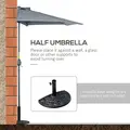 Outsunny 2.7m Garden Half Parasol, Outdoor Balcony Umbrella with 5 Steel Ribs, Patio Sun Shade, Grey - 7