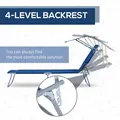 Outsunny 2 Pieces Outdoor Foldable Sun Lounger, 4 Level Adjustable Backrest Reclining Sun Lounger Chair with Angle Adjust Sun Shade Awning for Beach, Garden, Patio, Blue - 5