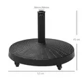 Outsunny 22.7kg Resin Patio Parasol Base Umbrella Stand Weight Deck Garden Sunshade Holder Round w/ Wheels Brakes Outdoor - 3