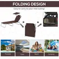 Outsunny 2 Pieces Outdoor Foldable Sun Lounger, 4 Level Adjustable Backrest Reclining Sun Lounger Chair with Angle Adjust Sun Shade Awning for Beach, Garden, Patio, Brown - 5