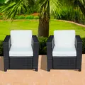 Outsunny 2 Rattan Garden single Seater Chair All Weather Wicker Weave Single Sofa chair armchair Patio Black - 3