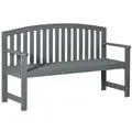 Outsunny 2 Seater Wooden Garden Bench with Armrest, Outdoor Furniture Chair for Park, Balcony, Grey - 1