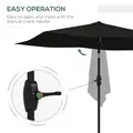 Outsunny 2 x 3(m) Garden Parasol Umbrella, Rectangular Outdoor Market Umbrella Sun Shade with Crank & Push Button Tilt, 6 Ribs, Aluminium Pole, Black - 5