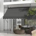 Outsunny 2.5 x 1.2m Retractable Awning, Free Standing Patio Sun Shade Shelter, UV Resistant, for Window and Door, Dark Grey - 2
