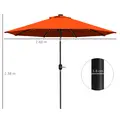Outsunny 2.7m Outdoor Patio Garden Umbrella Parasol with Tilt Crank and 24 LEDs Lights, Orange - 3