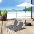 Outsunny 2 Pieces Outdoor Foldable Sun Lounger, 4 Level Adjustable Backrest Reclining Sun Lounger Chair with Angle Adjust Sun Shade Awning for Beach, Garden, Patio, Dark Grey - 2