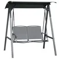 Outsunny 2 Seater Garden Swing Seat Swing Chair, Outdoor Canopy Swing Bench with Adjustable Shade, Metal Frame and Texteline Seat, Dark Grey - 1