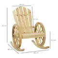 Outsunny 2 Piece Wooden Adirondack Rocking Chair Reclining Armchair Outdoor Garden Furniture Patio Porch Rocker - Natural - 3