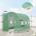 Outsunny 2 x 3 m Walk-in Polytunnel Greenhouse with Hinged Door and 6 Roll Up Mesh Windows, Garden Tunnel Warm House Tent, Green - 3