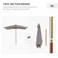 Outsunny 2 x 3m Wooden Garden Parasol Umbrella Outdoor Sun Shade Canopy, Table Market Umbrella with Vent, 38 mm Pole, Rope Pulley Mechanism, Light Grey - 7