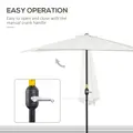 Outsunny 2.7m Garden Half Parasol, Outdoor Balcony Umbrella with 5 Steel Ribs, Patio Sun Shade, Cream White - 5