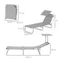 Outsunny 2 Pieces Outdoor Foldable Sun Lounger, 4 Level Adjustable Backrest Reclining Sun Lounger Chair with Angle Adjust Sun Shade Awning for Beach, Garden, Patio, Light Grey - 3