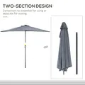 Outsunny 2.7m Garden Half Parasol, Outdoor Balcony Umbrella with 5 Steel Ribs, Patio Sun Shade, Grey - 5