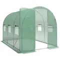 Outsunny 2 x 3 m Walk-in Polytunnel Greenhouse with Hinged Door and 6 Roll Up Mesh Windows, Garden Tunnel Warm House Tent, Green - 1
