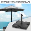 Outsunny 20kg Square Parasol Base Outdoor Garden Cement Umbrella Weight Stand Holder, Fits Φ32mm,Φ38mm,Φ48mm Pole - Black - 6
