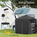 Outsunny 2 x 2 m Garden Pop Up Gazebo, Wedding Party Tent Marquee, Water Resistant Awning Canopy with Sidewalls, Windows, Carry Bag, Black - 4