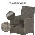 Outsunny 2 Pieces Outdoor PE Rattan Dining Chairs Set with Cushion, Garden Armchair with Armrests, High Backrest, Metal Frame Patio Wicker Furniture, Grey - 7