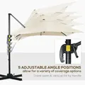 Outsunny 2.5 x 2.5m Patio Offset Parasol Umbrella Cantilever Hanging Aluminium Sun Shade Canopy Shelter 360° Rotation with Crank Handle and Cross Base, Cream White - 5