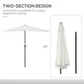 Outsunny 2.7m Garden Half Parasol, Outdoor Balcony Umbrella with 5 Steel Ribs, Patio Sun Shade, Cream White - 4