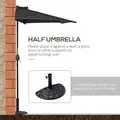 Outsunny 2.7m Garden Half Parasol, Outdoor Balcony Umbrella with 5 Steel Ribs, Patio Sun Shade, Black - 5