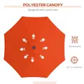 Outsunny 2.7m Outdoor Patio Garden Umbrella Parasol with Tilt Crank and 24 LEDs Lights, Orange - 6