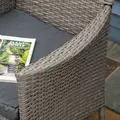 Outsunny 2 Pieces Outdoor PE Rattan Dining Chairs Set with Cushion, Garden Armchair with Armrests, High Backrest, Metal Frame Patio Wicker Furniture, Grey - 8