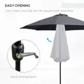 Outsunny 2.7M Garden Parasol Umbrella with Glass Fibre Ribs and Aluminium Frame, Tilting Sun Shade Shelter Canopy, Charcoal Grey - 4