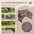 Outsunny 2 Seater Garden Bench with Wooden Cart Wagon Wheel Rustic High Back Brown - 6