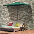 Outsunny 2.7m Garden Half Parasol, Outdoor Balcony Umbrella with 5 Steel Ribs, Patio Sun Shade, Green - 2