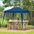 Outsunny 3 M x 3 M Base/ 2.5 M x 2.5 M Top Pop Up Gazebo, 2 Person Setup Instant with Carry Bag, Height Adjustable Slant Leg Party Tent Instant Event Shelter for Garden, Patio - 9