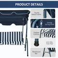 Outsunny 3 Seater Garden Swing Seat Chair Outdoor Bench with Adjustable Canopy and Metal Frame, Blue Stripes - 5