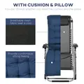 Outsunny 2pc Reclining Zero Gravity Sun Loungers ,Folding Chaise Lounge Chair with Cushions, Blue - 6