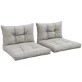 Outsunny 2-Piece Seat Cushions Back Pillows Replacement, Patio Chair Cushions Set for Indoor Outdoor, Light Grey - 1