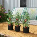Outsunny 3 Packs Tomato Cages with 83.7L Grow Bags, 47.2" Adjutstable Triangle Plant Stakes Support Trellis with Planter Bags - 2