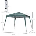 Outsunny 3 M x 3 M Base/ 2.5 M x 2.5 M Top Pop Up Gazebo with Carry Bag, Height Adjustable Slant Leg Party Tent Instant Event Shelter for Garden, Patio, Green - 3