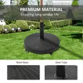 Outsunny 22.7kg Resin Patio Parasol Base Umbrella Stand Weight Deck Garden Sunshade Holder Round w/ Wheels Brakes Outdoor - 7
