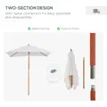 Outsunny 2m x 1.5m Garden Parasol Umbrella with Tilting Sunshade Canopy, Outdoor Market Table Umbrella with Wood and Bamboo Frame, Cream White - 7