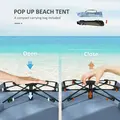 Outsunny 2-3 Person Pop Up Beach Tent, UPF15+ Sun Shelter with Extended Floor, Sandbags, Mesh Windows and Carry Bag, Light Blue - 4