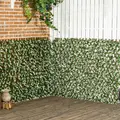 Outsunny 2pc Expanding Garden Trellis, 2 x 1m Faux Decorative Privacy Fence with Artificial Leaves, Privacy Screen Greenery Walls for Garden Balcony, Eucalyptus Leaves - 8