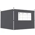 Outsunny 3 Meters Gazebo Replaceable Exchangeable Side Panel Wall Panels Walls With Window, Dark Grey - 1