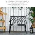 Outsunny 2-Seater Cast Aluminium Garden Bench Loveseat Outdoor Furniture Chair w/ Decorative Backrest & Ergonomic Armrest for Patio Terrace Porch - 4