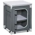 Outsunny 2-Shelf Camping Cupboard Camping Kitchen Station Cook Table Aluminum, Storage Organiser for BBQ Party Picnics Backyards with Carrying Bag - 1