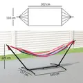 Outsunny 298 x 117cm Hammock with Stand Camping Hammock with Portable Carrying Bag, Adjustable Height, 120kg Load Capacity, Multicolour - 3